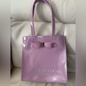 Ted Baker Lilac Patent Tote with Bow Accent